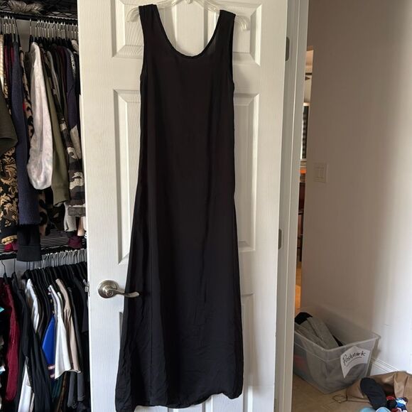 Black Cover Up Gypsy Junkie Black Dress - Long Maxi Sheer Thin Dress - Side Zip - Picture 1 of 4